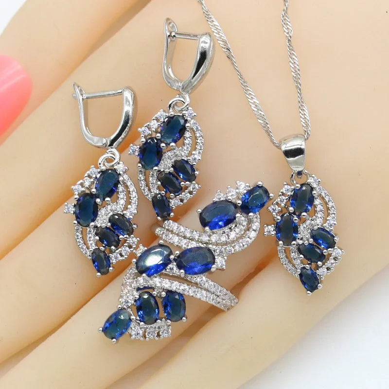 Parures de bijoux de Dubaï pour femmes, mariage, améthyste violette, collier, pendentif, boucles d'oreilles, bague, bracelet, coffret cadeau