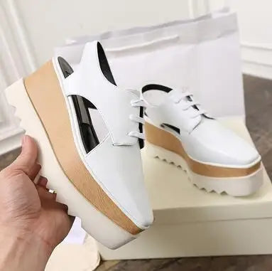 Genuine Leather Buckle Strap Sandals Breathable Sneakers Stars women summer rivets shoes Korean Style Platform Casual Shoes