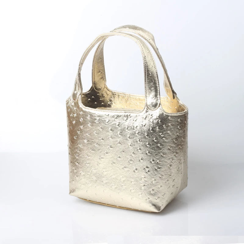 XMESSUN Borsa da donna retrò elegante con motivo struzzo da donna Moda retrò 2026 Nuova borsa con manico superiore per le vacanze estive al mare