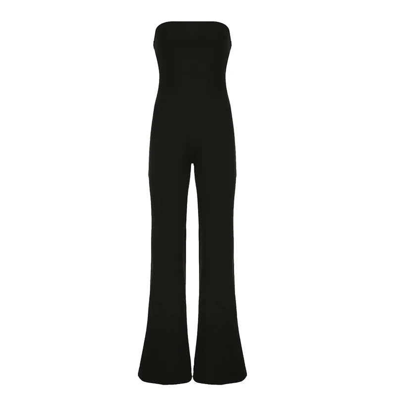 Sexy Trägerloser Ärmelloser Weiter Lockerer Basic Einfarbiger Jumpsuit mit hoher Elastizität, lässiger Mode-Jumpsuit-Hose