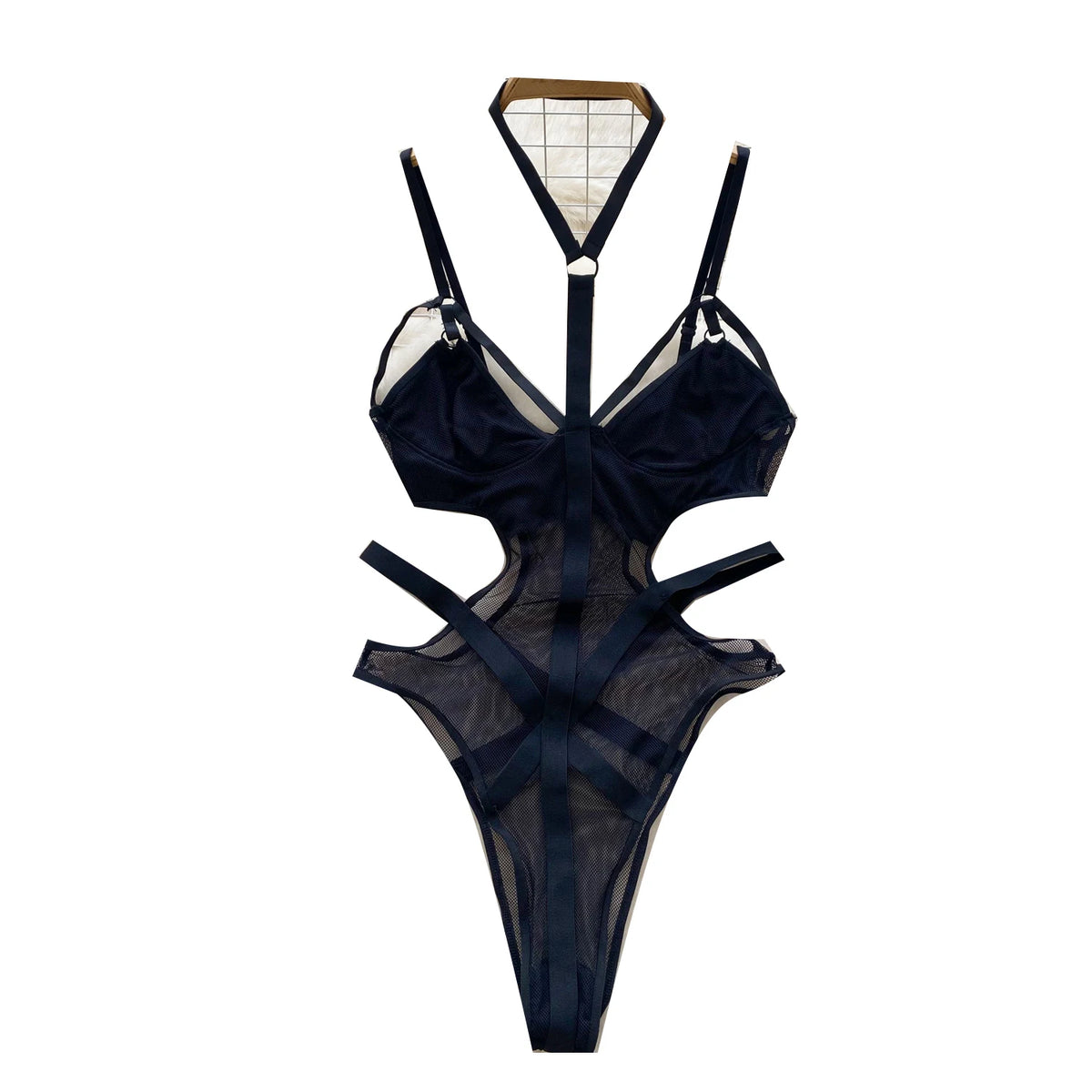 Sommer Y2K V-Ausschnitt Jumpsuit für Damen Ärmellos Hohe Taille Ausgeschnittener Mesh Bodysuit Großhandel