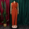 Ärmelloser Damen-Jumpsuit mit hoher Taille, geradem weitem Bein, für Frühling und Herbst