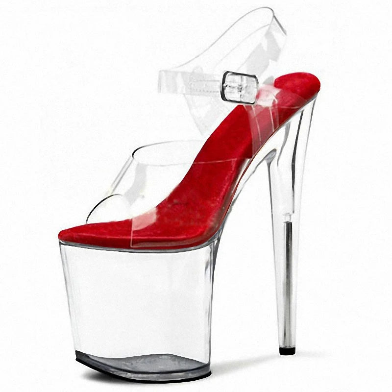 Sandales princesse en cristal de 8 pouces pour femmes Talons spéciaux d'entraînement pour mariage boîte de nuit Chaussures de pole dance de 20 cm Amorti d'été