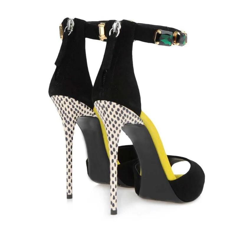 Chaussures Sandales Femme Talons Hauts Cristal Strass Élégants Qualité Fête Mode