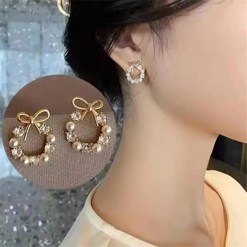 Orecchini in argento 925 con ago in argento moda coreana con cuore di cristallo per gioielli da donna 2025 Trending Nuovi orecchini a cerchio da donna di lusso Brincos