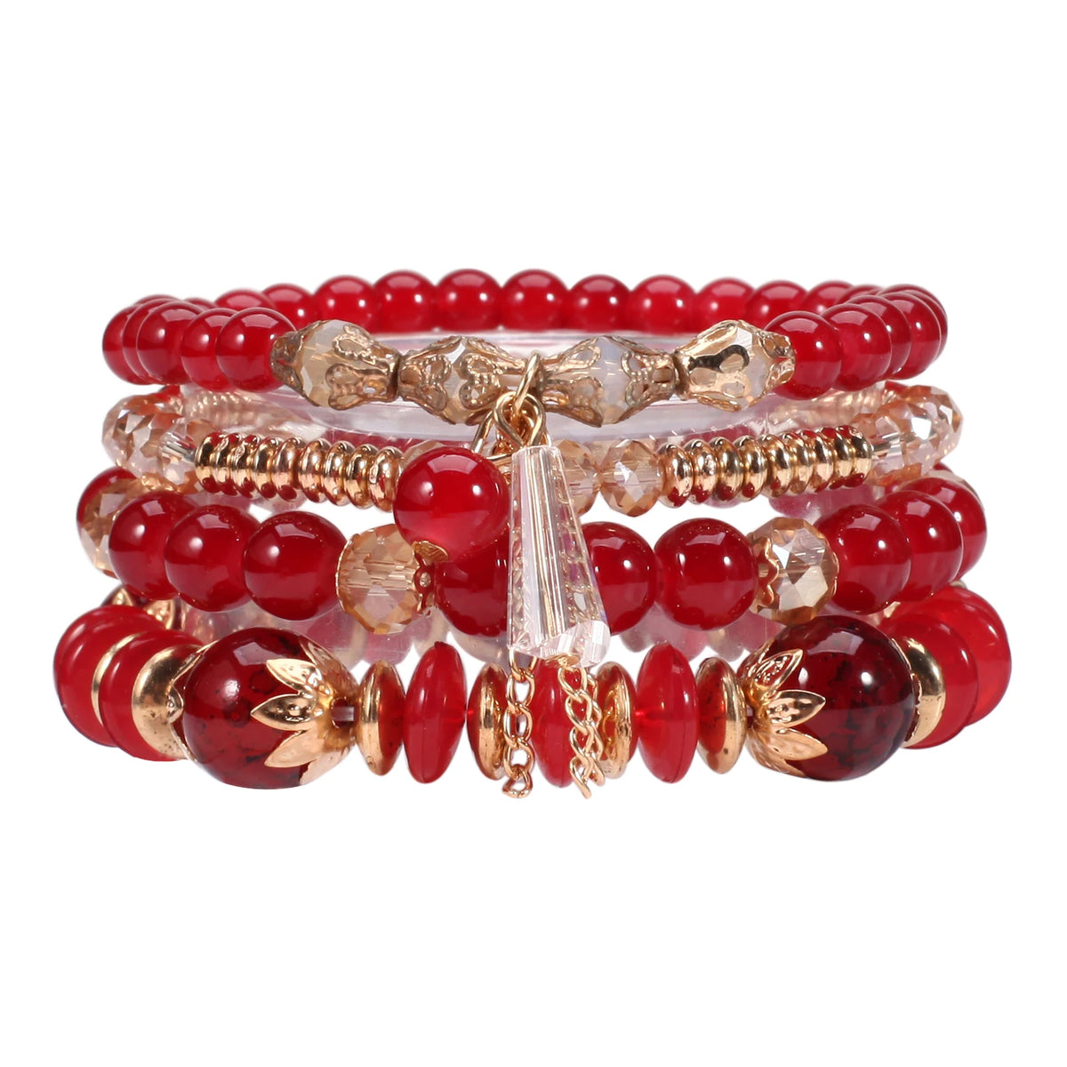 Braccialetti bohémien con perline impilabili per donna Braccialetti elasticizzati con ciondolo a forma di braccialetto multistrato