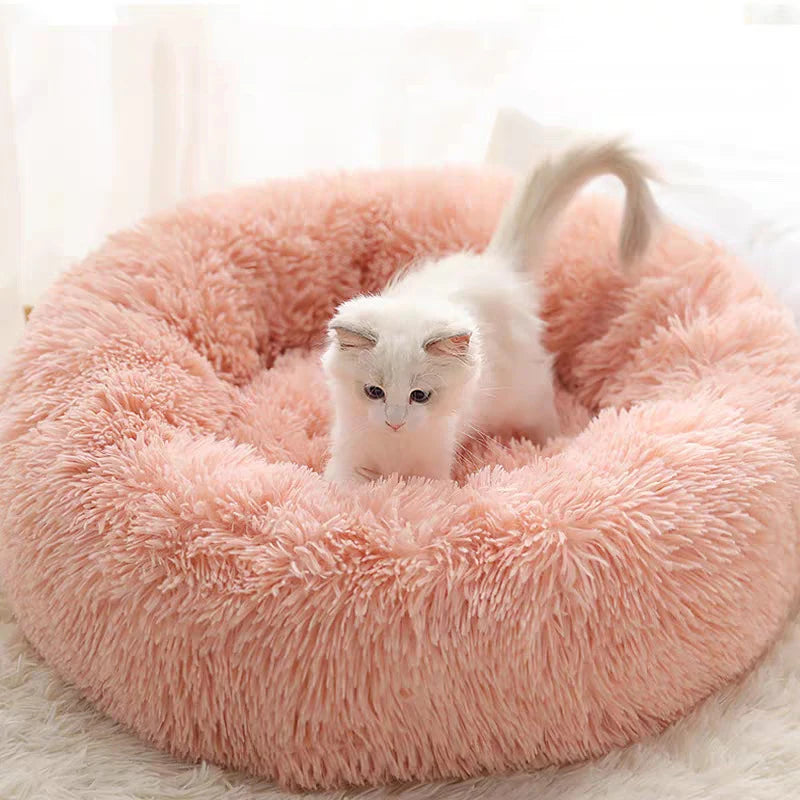 Cat Bed Round Autumn And Winter Soft Plush Pet Bed Dog Sofa Bed Plush Comforter Nest Shell Cat Nest Semi-enclosed Cat Nest