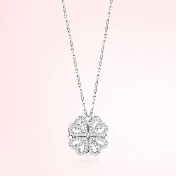 1pc a forma di cuore quadrifoglio ciondolo collana gioielli zircone donne amore catena clavicola regali apribile girocollo gioielli