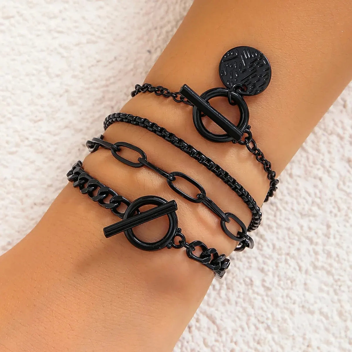 Braccialetto con ciondolo moneta con catena a maglia cubana Punk per donna a mano Vintage OT Buckle Snake Chain Charm Bangles coppia gioielli regalo