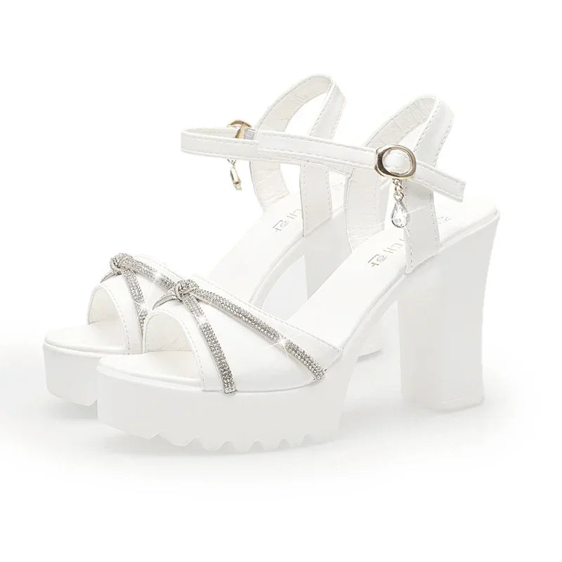 Damen-Sandalen Sommer 2025 Damenschuhe Blockabsatz Keil Plateau Wasserdichte Schuhe Chunky Superhoher Absatz Beige