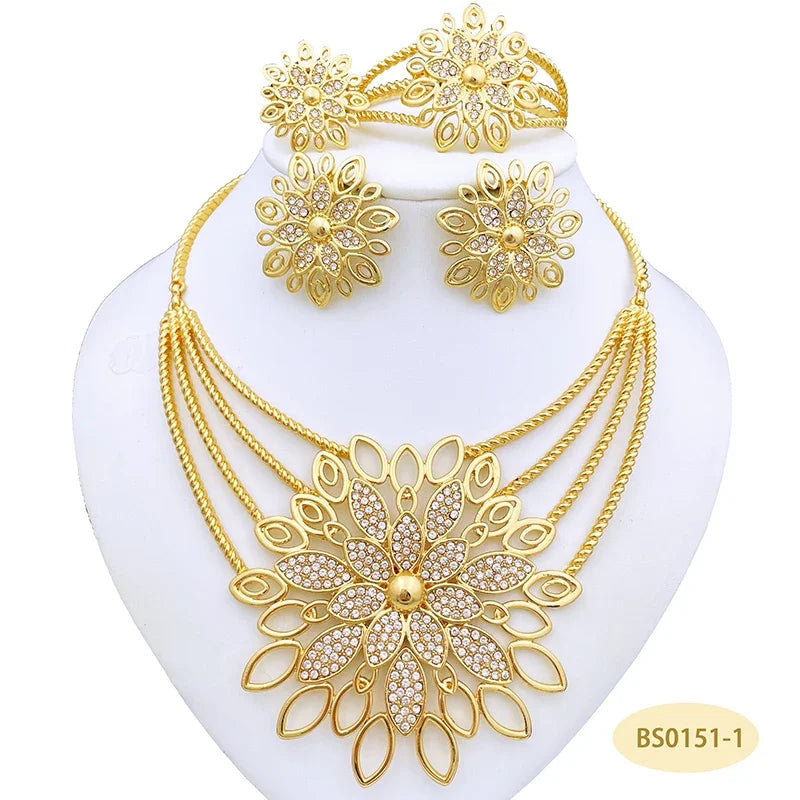 Ensemble de bijoux de luxe, grande déclaration de mode, bijoux de mariage, grand collier pendentif et boucles d'oreilles pour femmes, cadeau idéal pour les soirées d'été à la plage