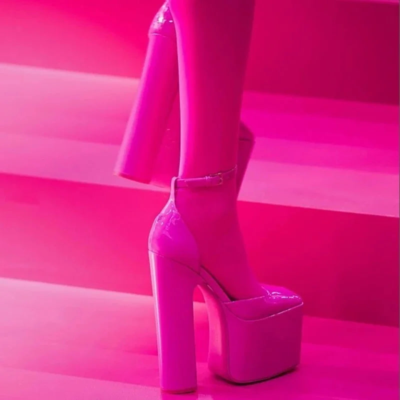 Damen-Sommersandalen mit hohem Absatz und eckiger Spitze, Plateau mit Blockabsatz, Damen-Pumps mit dicker Sohle, einzelne Damenschuhe für Hochzeiten