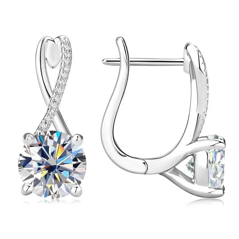 Taoyu D2.0CT Moissanite Drop Hie Orecchini in vero argento da donna Cerchi placcati in oro Orecchino infinito Gioielli da sposa certificati