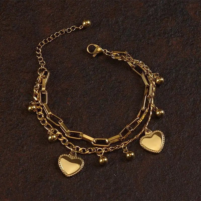 Bracciale d'amore con fagioli a sfera in acciaio multistrato di tendenza alla moda da donna, regali per viaggi, appuntamenti, banchetti, feste, festival