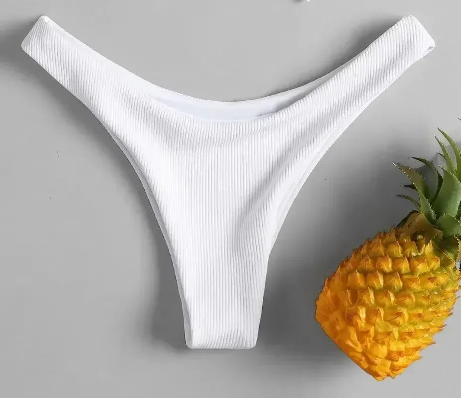 Sexy Bikinihose Damen 2025 Bademode Low Waist Slip Einfarbig Thong Strandmode Brasilianischer Badeanzug Sommer