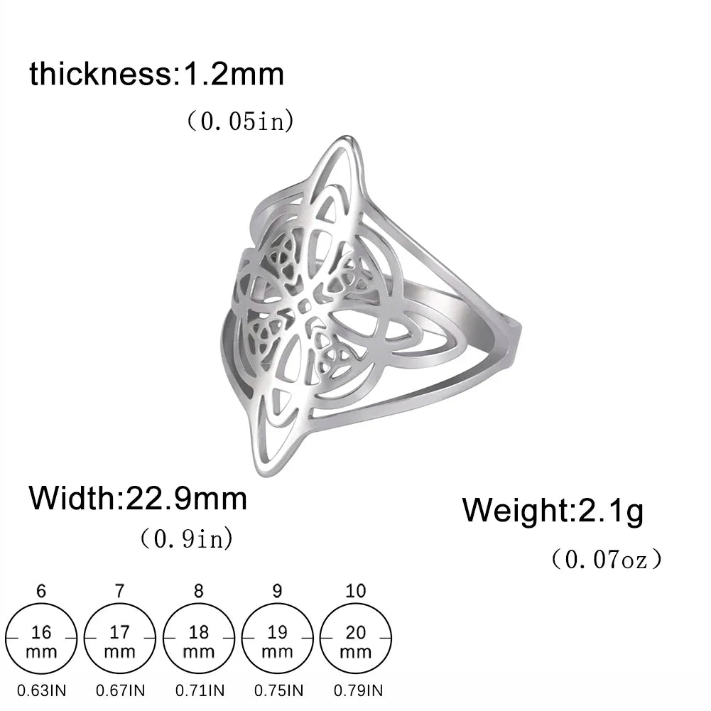 Skyrim Stregoneria Anello con nodo da strega Anelli da dito in acciaio inossidabile Wicca Triquetra Celtics Nodo Amuleto Protezione Gioielli Donna Uomo