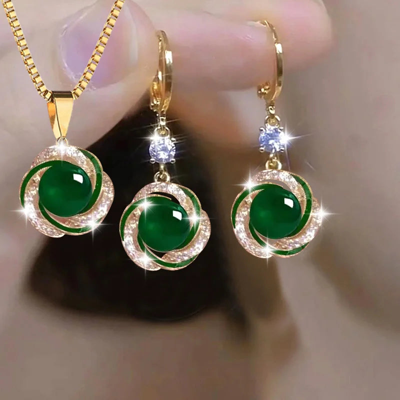 3tlg. glänzendes Zirkonia-Schmuckset für Damen, luxuriös, elegant, trendig, vielseitig, Halskette, Ohrringe, Party-Schmuck, Geburtstagsgeschenke