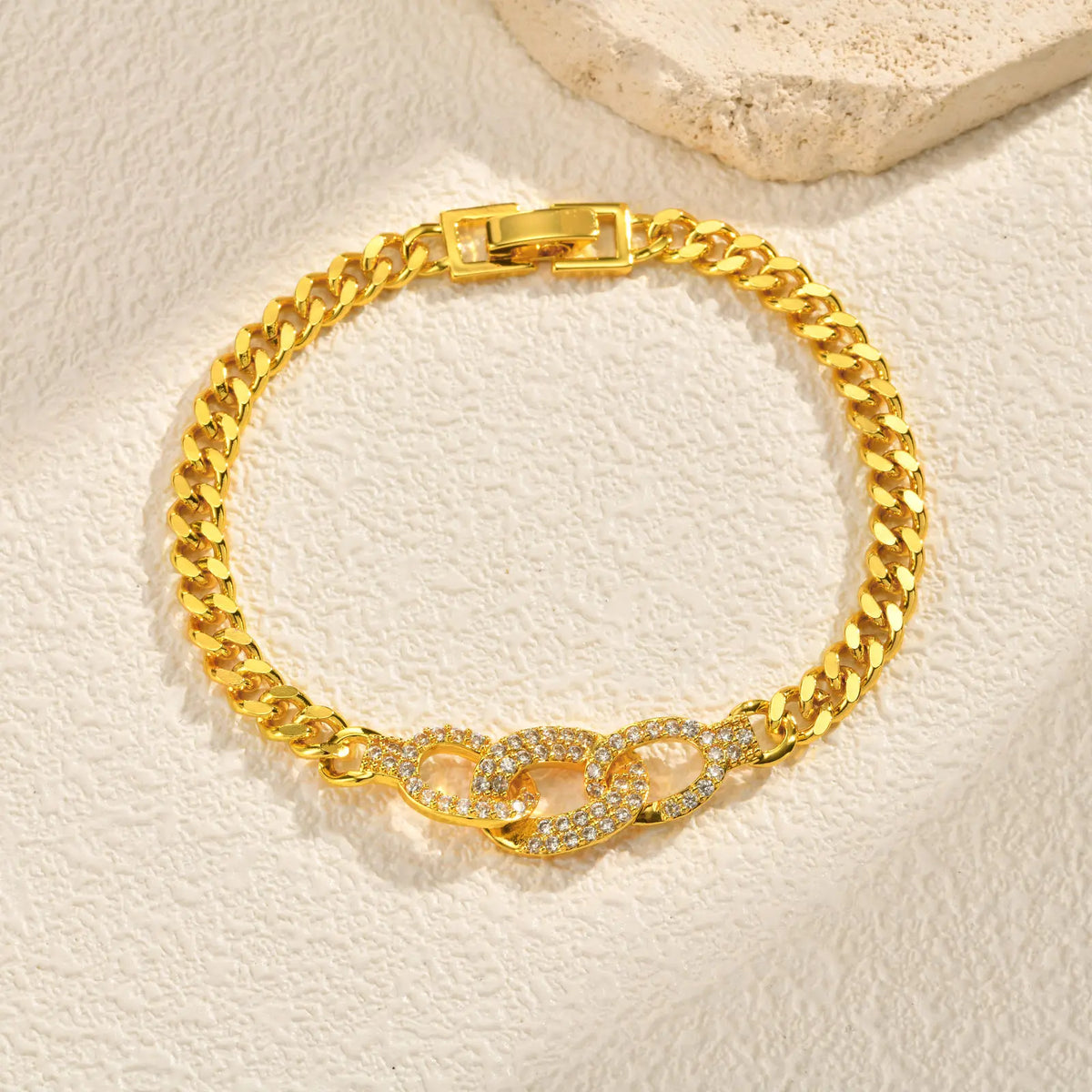 Bracelet pour femme de luxe avec breloque géométrique en zircon AAA, bracelets exquis en chaîne en métal plaqué or, bijoux de mariage de haute qualité