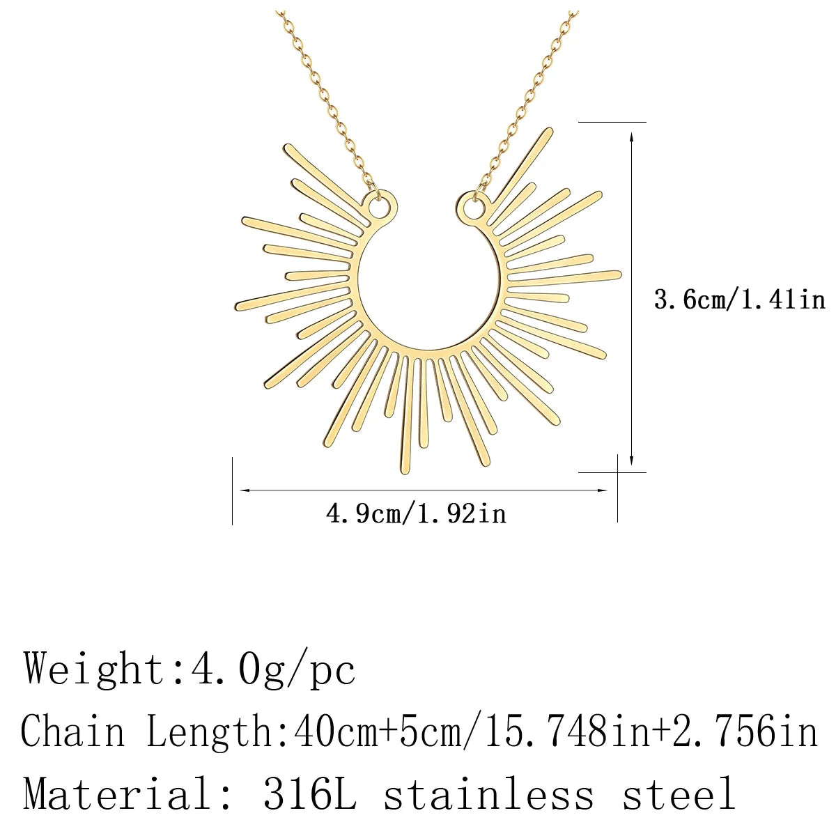 Collier soleil style bohème moderne Bijoux soleil Collier demi-faisceau de soleil pour femmes Collier pendentif soleil Bijoux d'été