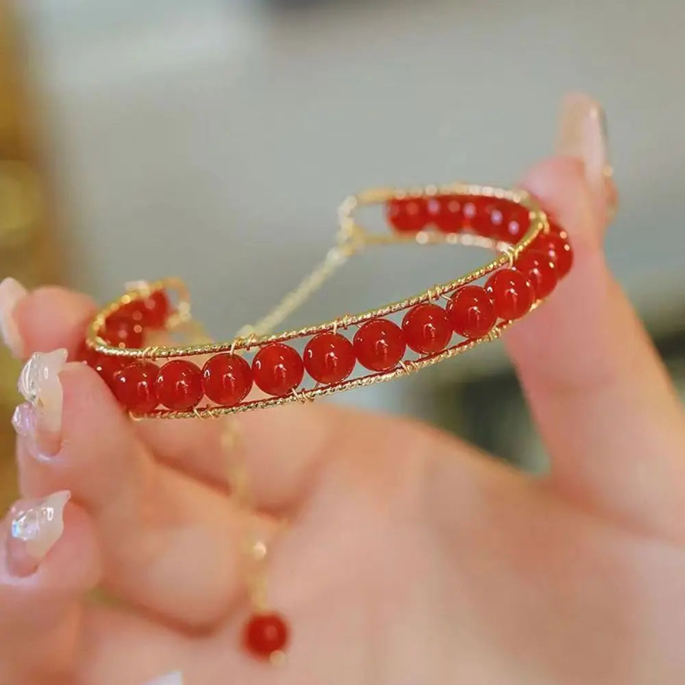 Bracelet perles rondes de jade pour femmes, manchette magnétique, pendentif papillon, chaîne de main, bijoux raffinés en émeraude, cadeau d'anniversaire