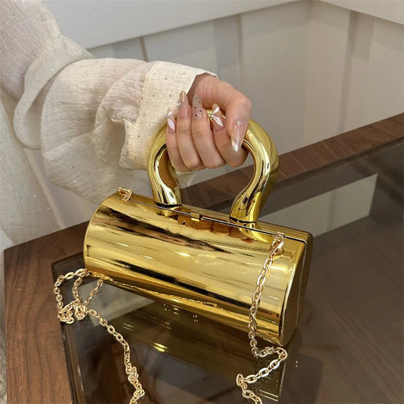 Borsa rossa con bocca in metallo moda per donna borse a tracolla in oro di alta qualità Designer borsa a tracolla scavata borsa da pranzo carina