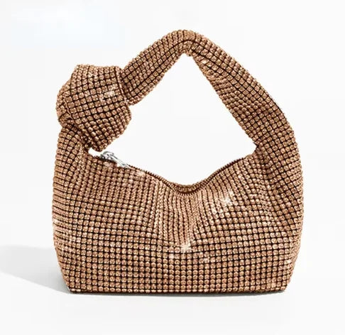 Borse da sera con nodo con strass con manico Borsa con manico superiore in cristallo argento per borse da donna e borsette Borsa di design di lusso