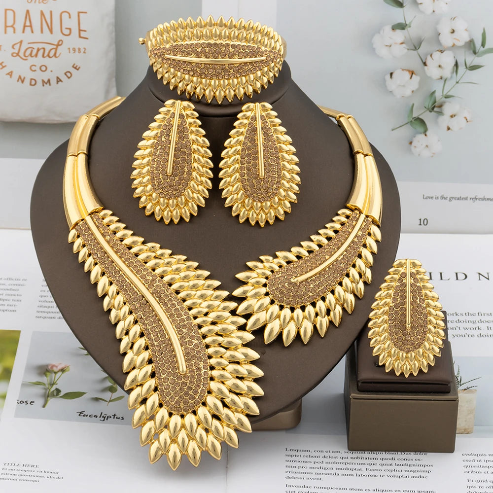 Parure de bijoux italienne, collier, boucles d'oreilles, bijoux pour femme, parure de bijoux de haute qualité