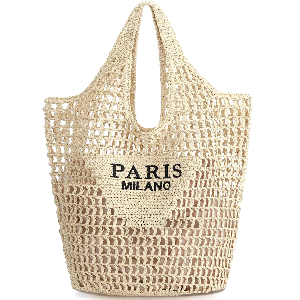 Borse da Spiaggia in Paglia per Donne - Borsa Intrecciata Artigianale, Borsa a Tracolla Estiva in Rete Traforata per Vacanze