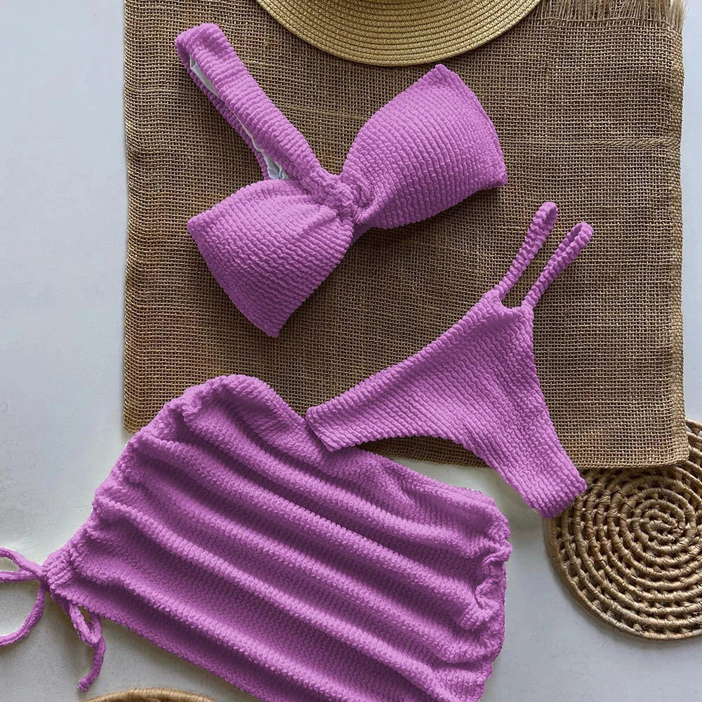 Sexy One-Shoulder-Bikini-Set für Damen mit Cut-Outs, hoher Taille, rückenfreier Badeanzug mit herausnehmbaren Polstern, Sommerstrandmode