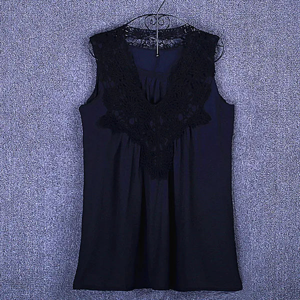Damen-Sommertops Mode Spitzen-Chiffonbluse V-Ausschnitt Locker Legeres Chiffonhemd