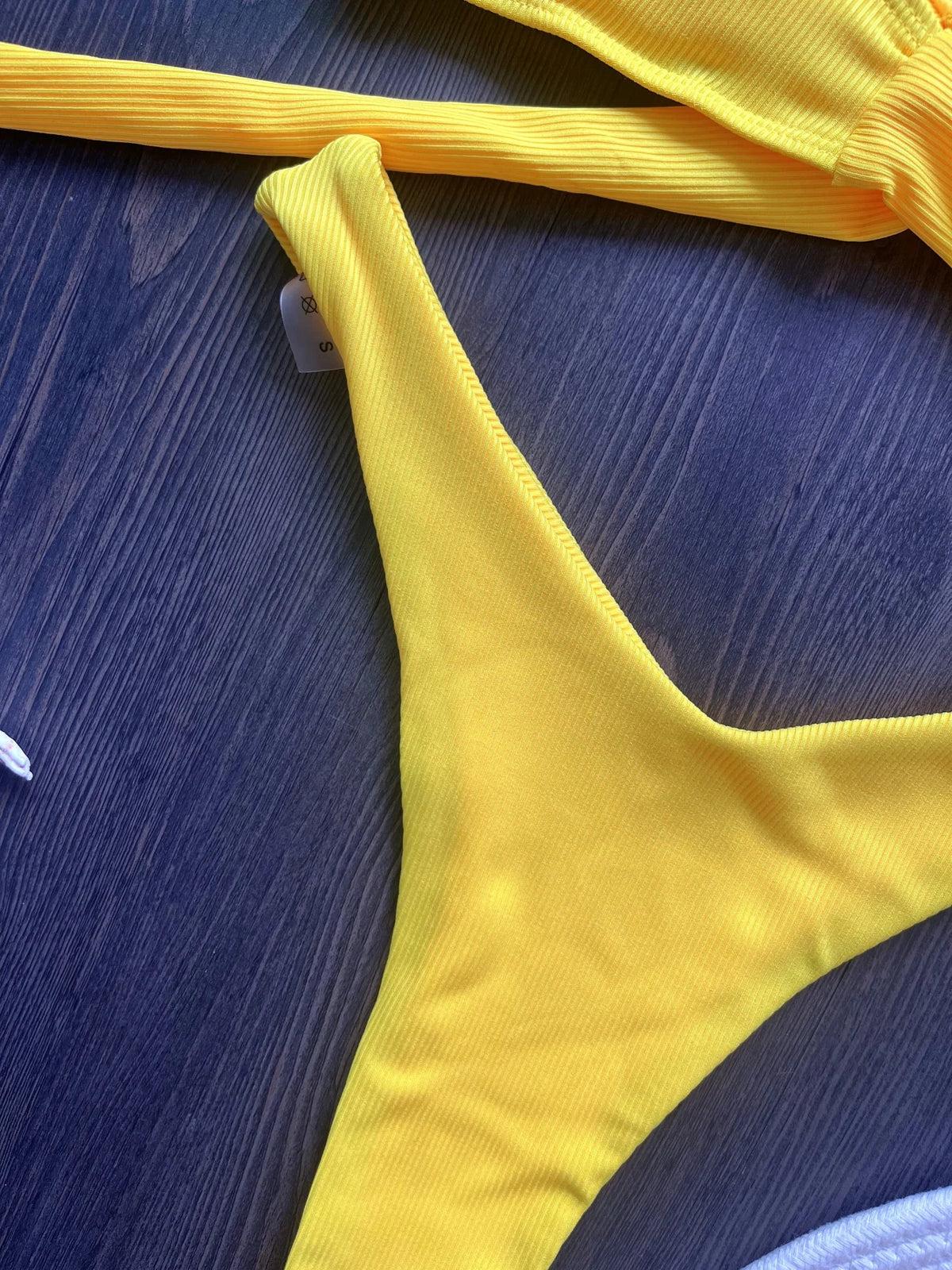 RUOTONGSEPT Bikini 2025 Sexy Bandeau Bademode Damen Brasilianischer Badeanzug Tanga Biquini Zweiteiliger Badeanzug