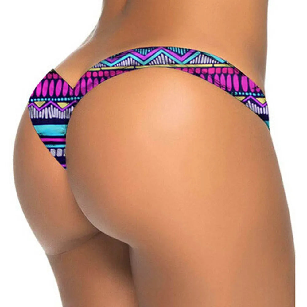 Damen Brazilian Print Bikinihose Tanga Bademode Strand Schwimmanzug Bademode Sommer Strand Bequemer Sexy Tanga Bikini 2025 Mujer
