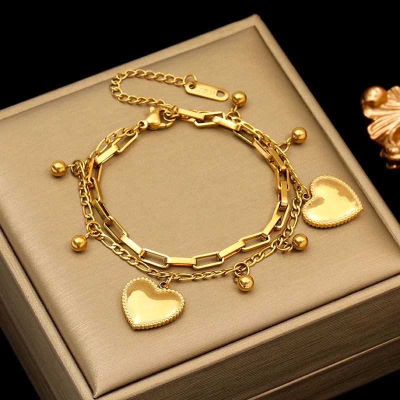 EILIECK Bracciale con ciondolo stella marina luna stella color oro in acciaio inossidabile 316L per le donne Nuovo regalo di gioielli con catena da polso alla moda
