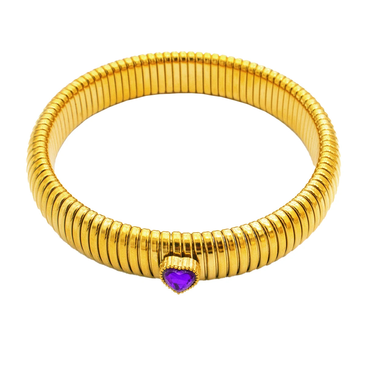 Bracciale in metallo spesso con elasticità retrò impermeabile in acciaio inossidabile placcato oro 18 carati tendenza moda gioielli unisex uomo donna