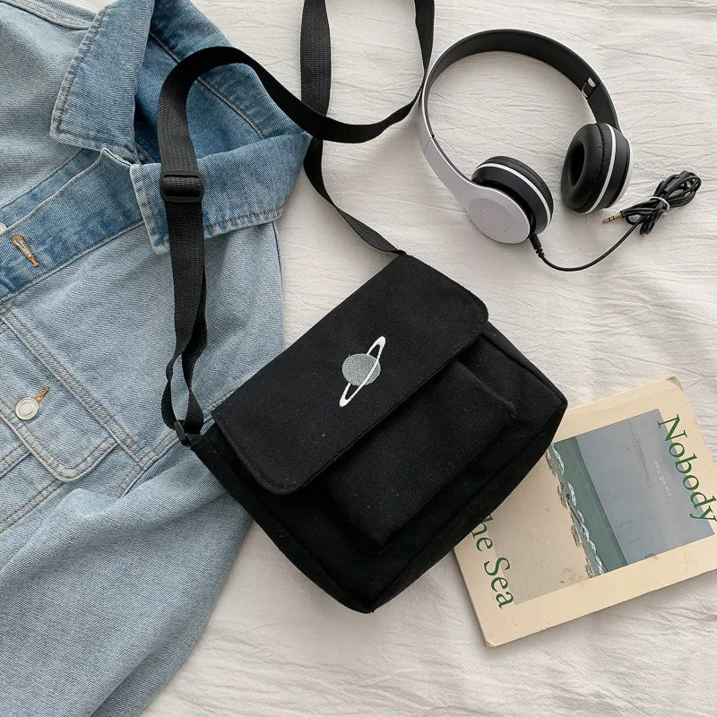 Borsa a tracolla per studenti con collage casual Borsa piccola da donna Borsa a tracolla in tela per donna Borse a tracolla con stampa Bolsas Sac