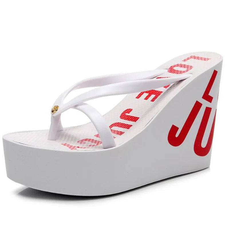8cm 11cm zeppe estive infradito per le donne panno Clip Toe Chunky Platform pantofole donna Plus Size sandalo da spiaggia antiscivolo leggero
