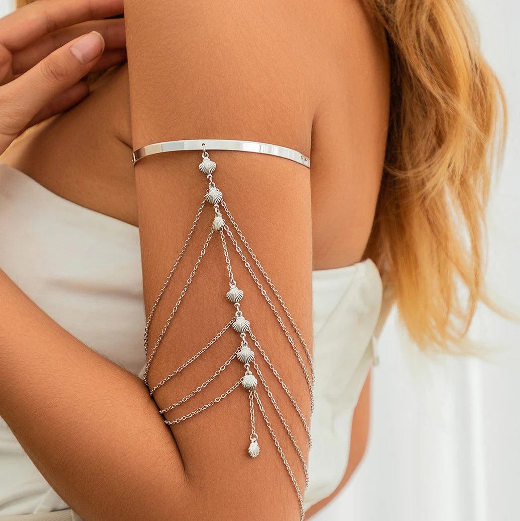 Ingemark 17 Stili Boho Ciondolo in cristallo Braccialetti aperti per le donne Wed Bridal Goth Nappa Braccialetti con braccio a maglie Regalo di gioielli per feste