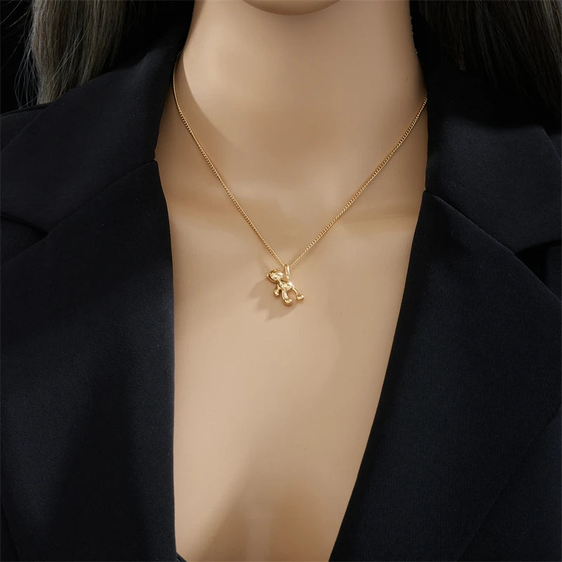 XIYANIKE Collana in acciaio inossidabile 316L Collana con ciondolo orso Accessori per donna Nuove tendenze Regali di gioielli per ragazza di Natale Collier