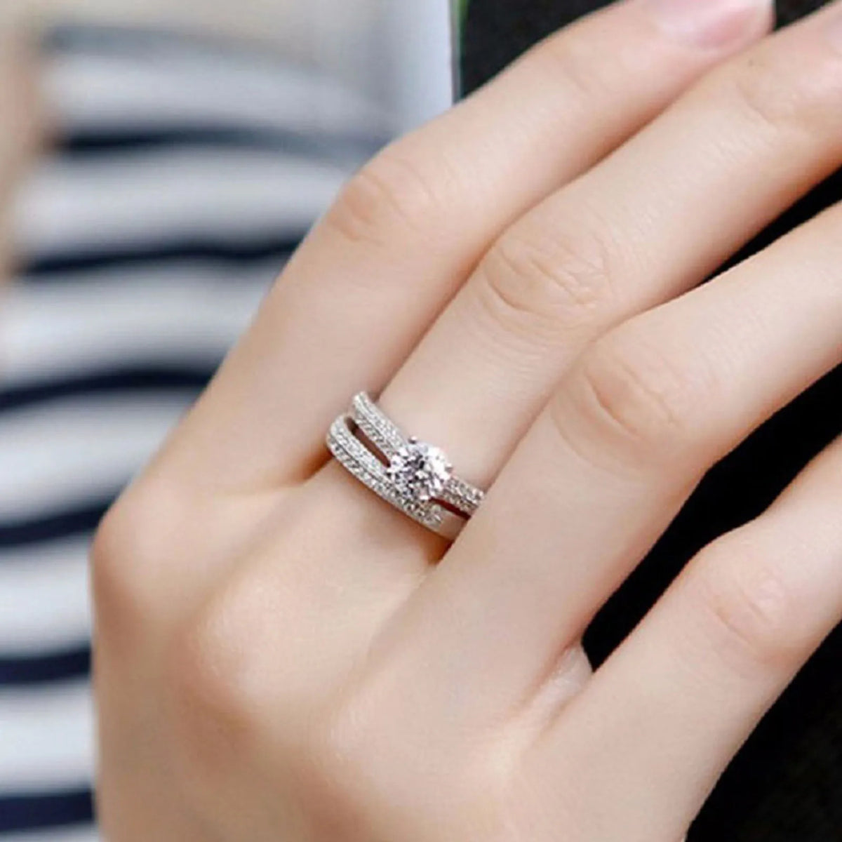 1 paio di fedi nuziali in argento sterling 925 con Halo vintage per gioielli da donna, regalo di anniversario, vendita all'ingrosso