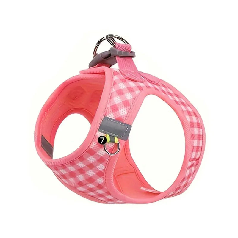 Tuta per gatti, Tessuto traspirante con motivo scozzese, Accessori metallici durevoli con strisce riflettenti, Lavabile a mano, Fibra di poliestere, Adatto per la maggior parte dei gatti, Forniture per animali Accessori per g