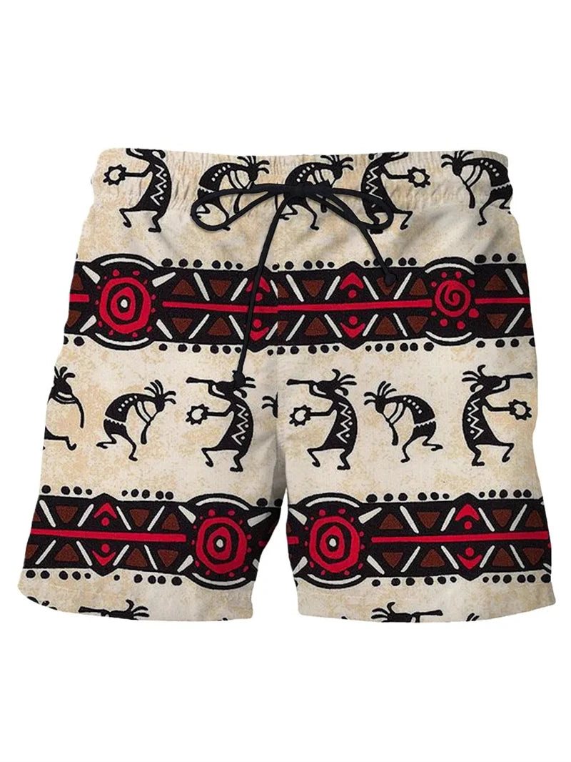 Pantaloncini da uomo etnici vintage Pantaloni da bagno Estate Novità nella moda Stampa Vacanza al mare Vacanza hawaiana Costume da uomo ad asciugatura rapida