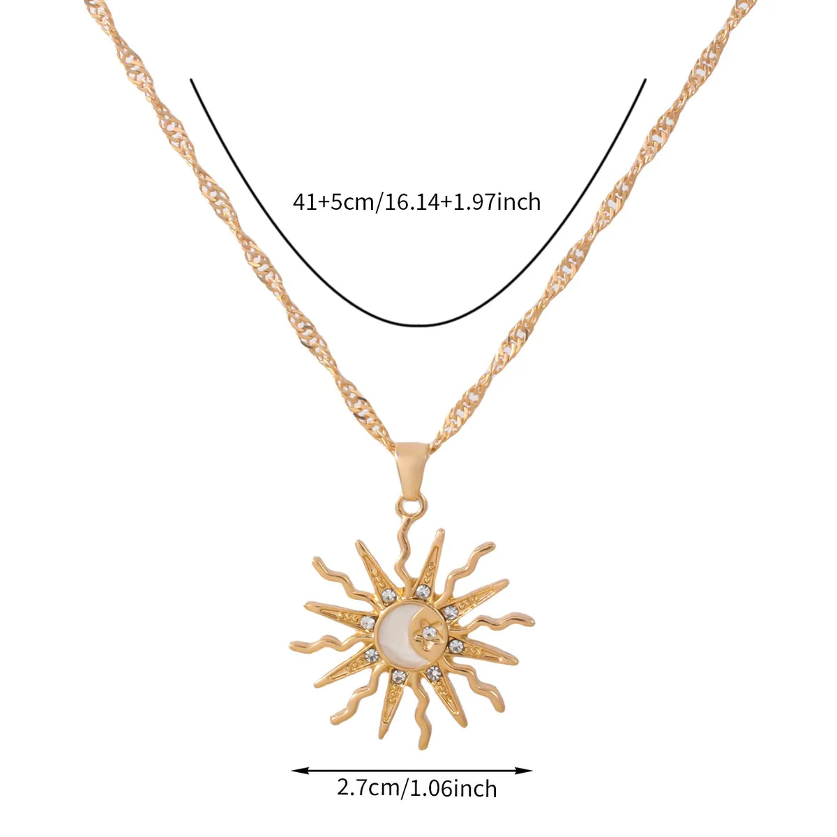 1 pezzo di strass brillanti dal design unico, sole, stella, luna, tre in uno, collana con ciondolo, gioielli da festa versatili quotidiani da donna retrò