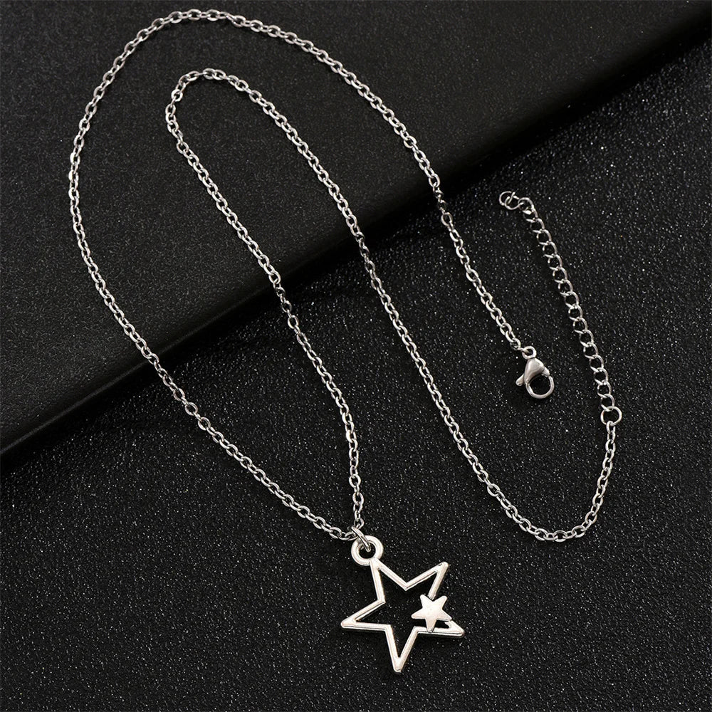 La più nuova moda tibetana cava doppia stella pendente collana girocollo fascino cordoncino in pelle nera prezzo di fabbrica gioielli fatti a mano regali