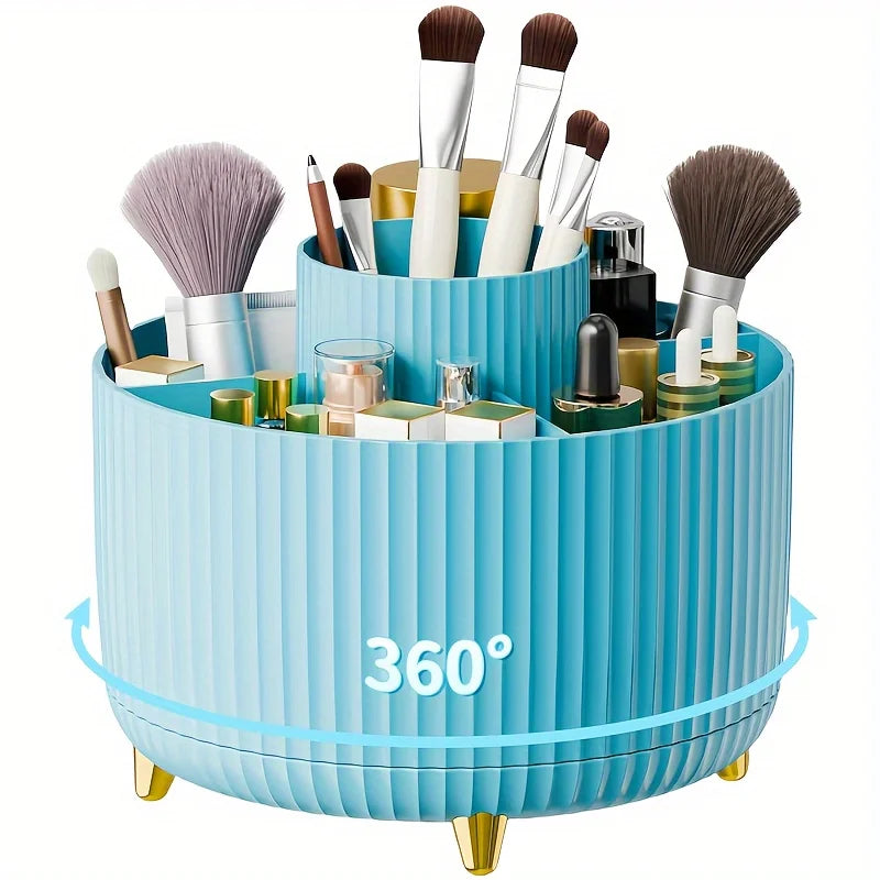 Organizzatore di scatole di immagazzinaggio cosmetici da tavolo per trucco girevole di grande capacità per il bagno Portapenne portatile per pennelli per trucco per rossetto