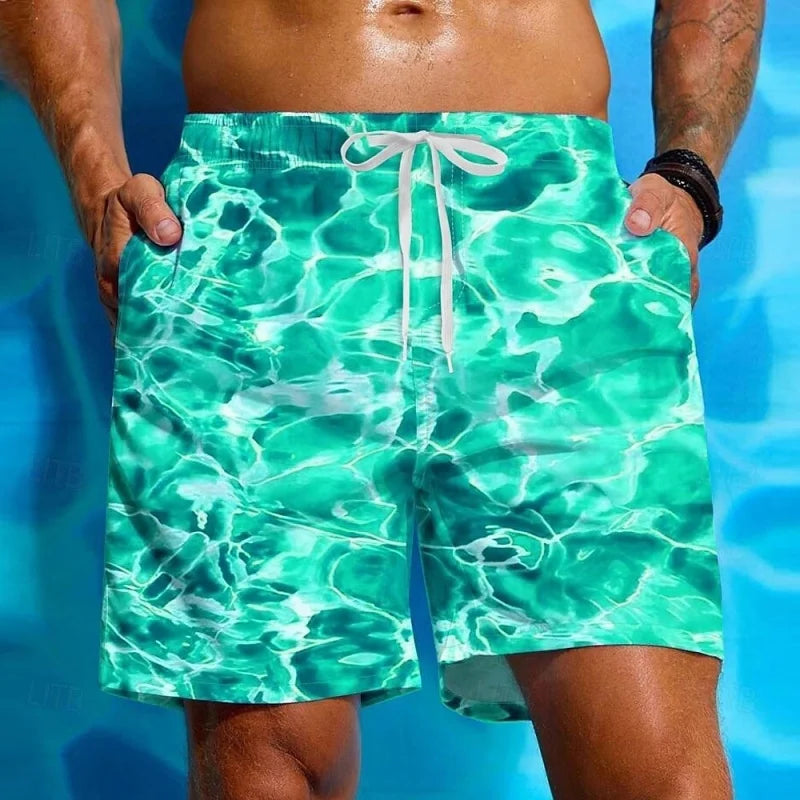 Pantaloni corti con onde d'acqua stampate in 3D per uomo Pantaloncini da spiaggia con motivo colorato divertente Pantaloncini da surf hawaiani estivi Costume da bagno per bambini
