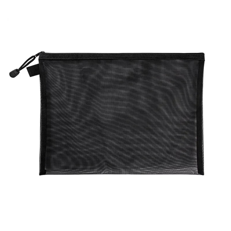 Borsa per penne in rete con cerniera trasparente in nylon Borse per file per studenti Borsa speciale per garza in rete per esame Custodia per trucco per cosmetici in rete per i viaggi