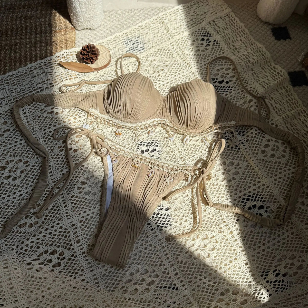 Maillot de bain deux pièces pour femme, bikini push-up, bonnet coque froncé, armature, maillot de bain, ensemble bikini