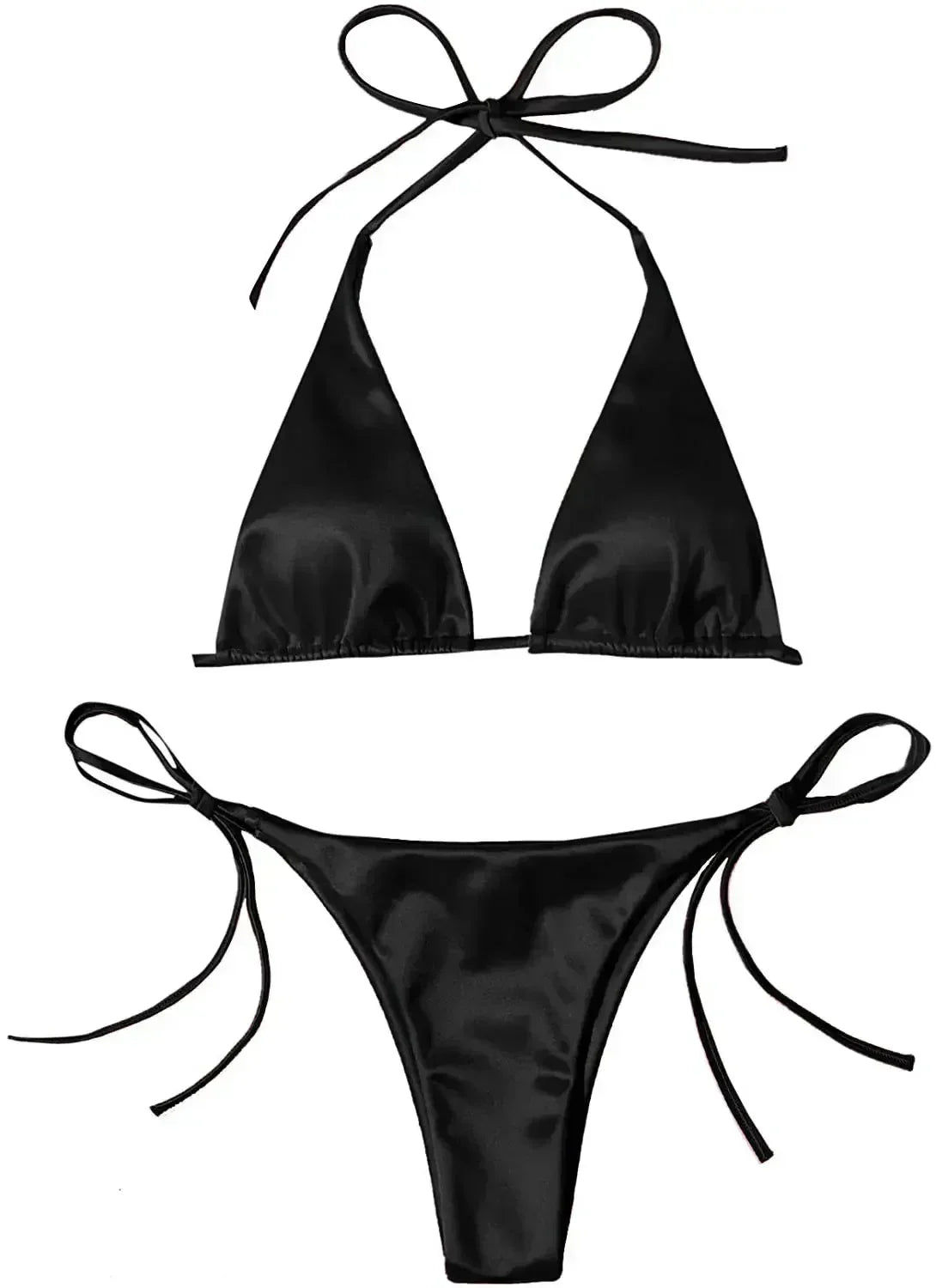 Sexy Neckholder-Satin-Brazilian-Bikini Damen Bademode Weiblicher Badeanzug Zweiteiliges Bikini-Set Badeanzug Frauen Badeanzug