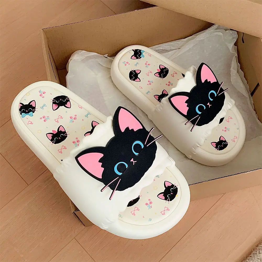 Nuove pantofole vivide da gattino scarpe estive personalizzate da donna donna gatto nero pantofola in EVA scarpe da casa inodore pantofola da spiaggia da bagno
