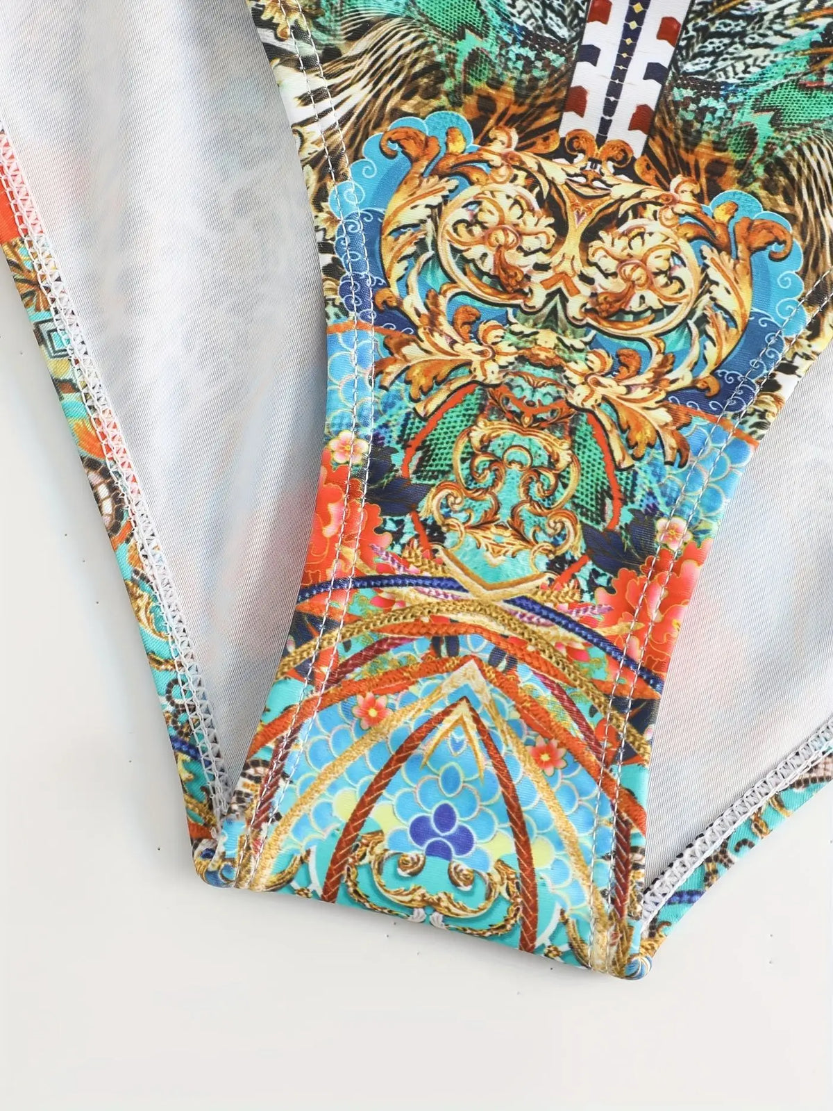 Sexy Print V-Neck One-Piece Bikini Swimwear Thermal Spring Vacation Women's Fashionable Trendy Swimsuit with Strap
